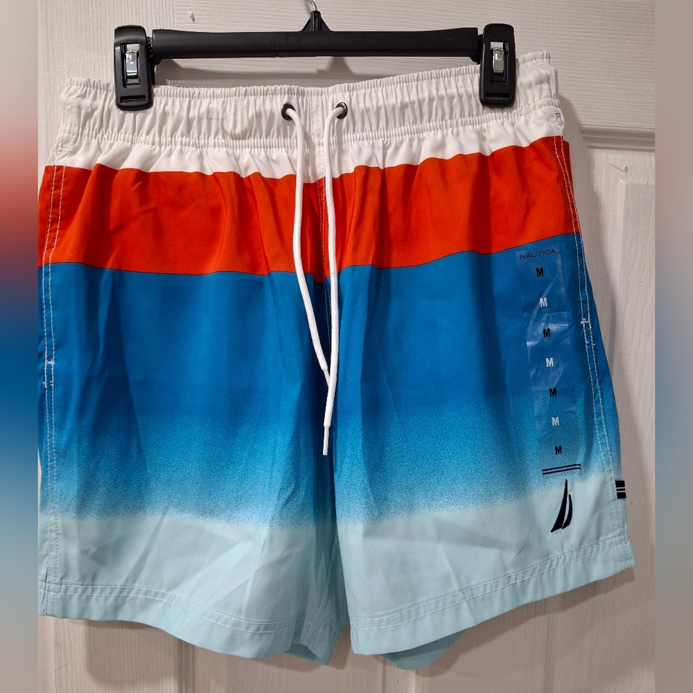 Nautica Men's Swim Trunks - Orange, Blue, and White